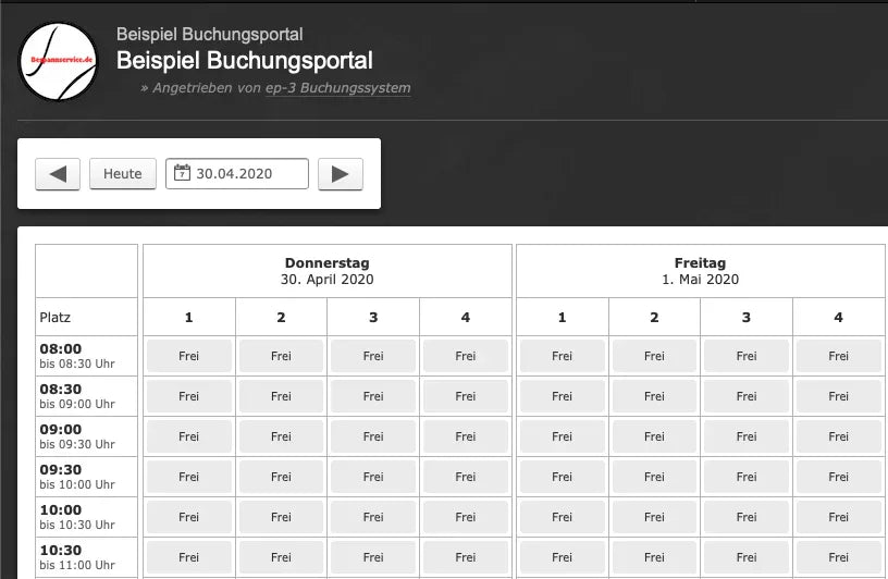 Online Reservierungssystem für Plätze aller Art ( Tennisplätze, Badminton, Fußball, Mehrzweckhallen usw ) - Bespannservice.de - Frank Gayer