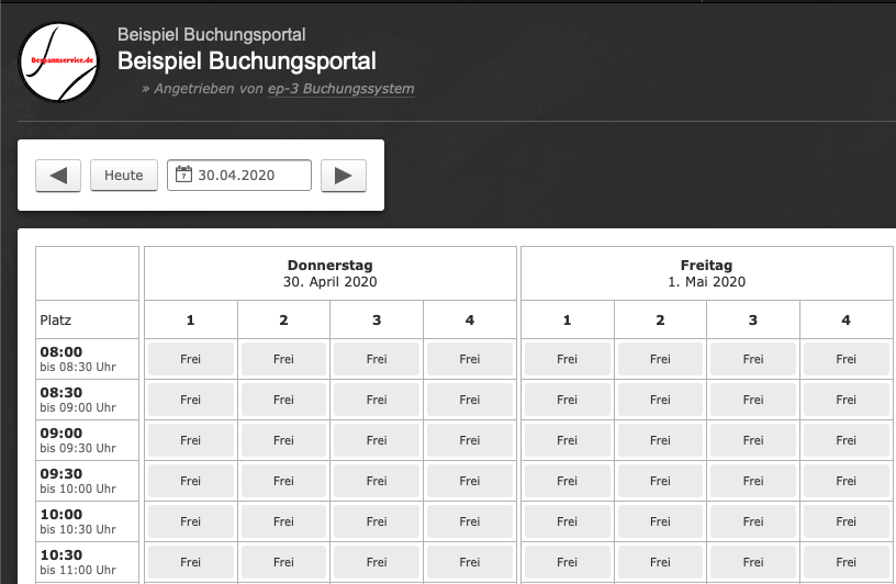 Online Reservierungssystem für Plätze aller Art ( Tennisplätze, Badminton, Fußball, Mehrzweckhallen usw )