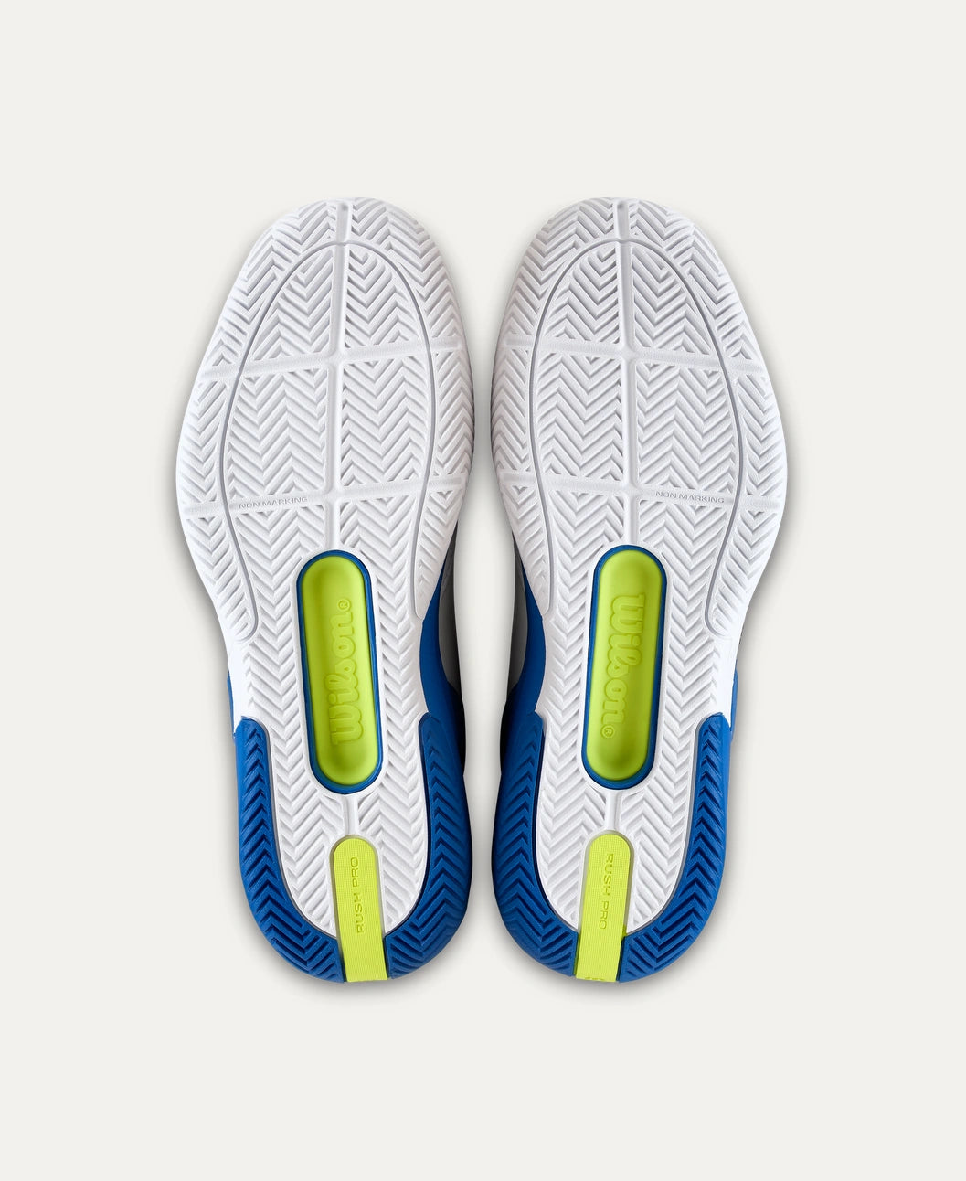 Wilson Rush Pro 5 Allcourt Tennisschuh -   White / Deja Vu Blue / Safety Yellow