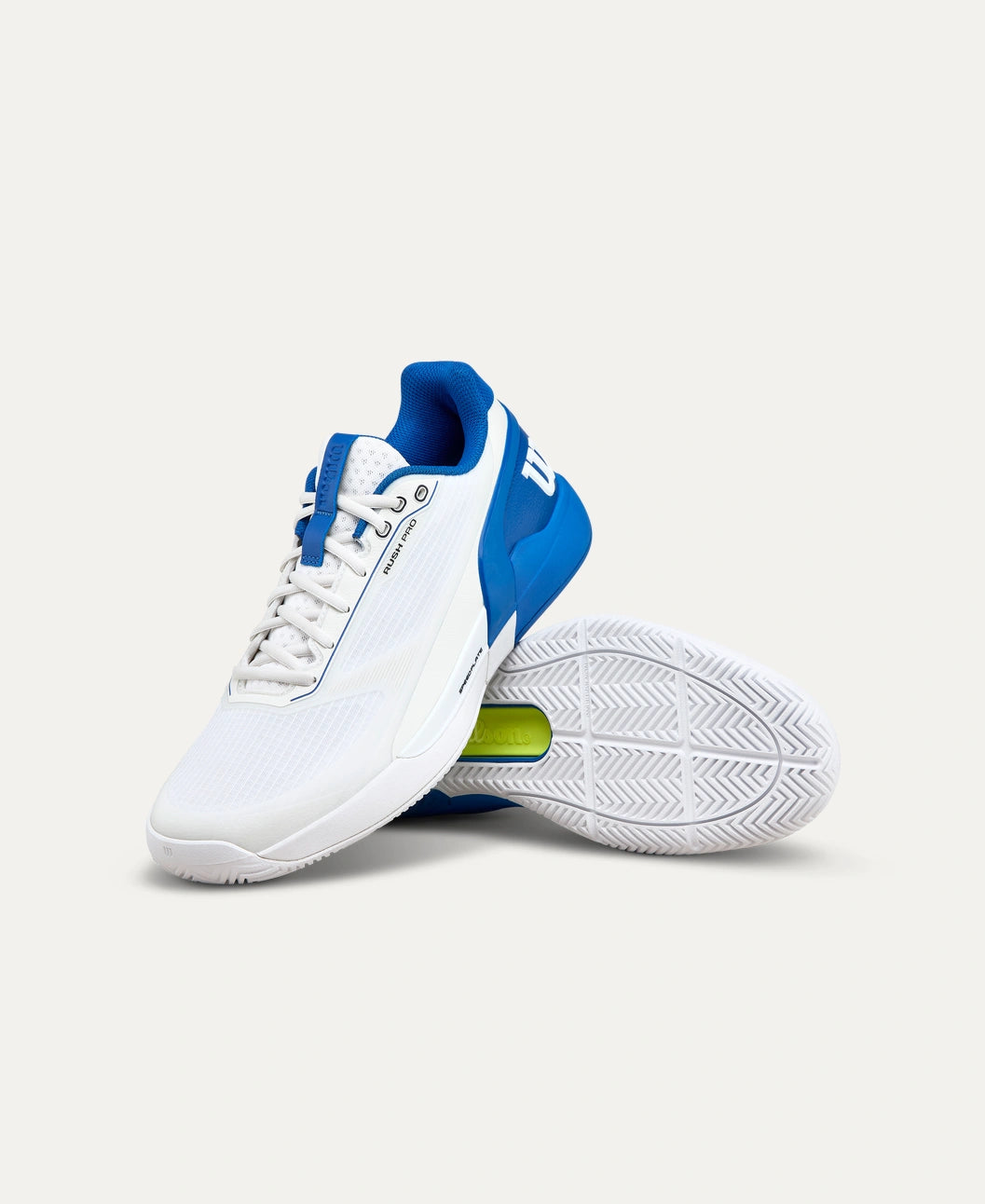 Wilson Rush Pro 5 Allcourt Tennisschuh -   White / Deja Vu Blue / Safety Yellow
