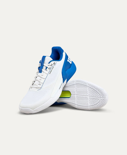 Wilson Rush Pro 5 Allcourt Tennisschuh -   White / Deja Vu Blue / Safety Yellow