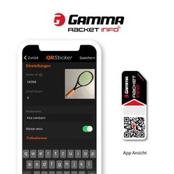 Gamma Racket Info - Besaitungsaufkleber - QR-Sticker